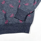 Vintage 90s Club Room Gray Pink Paisley Merino Wool Sweater