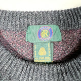 Vintage 90s Club Room Gray Pink Paisley Merino Wool Sweater