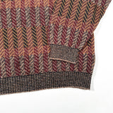 Vintage 90s Natural Issue Burgundy Orange Geometric Pattern Knit Sweater