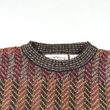 Vintage 90s Natural Issue Burgundy Orange Geometric Pattern Knit Sweater