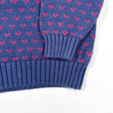 Vintage 90s Eddie Bauer Navy Blue Pink Birdseye Knit Sweater