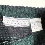 Vintage 90s Michael Gerald Dark Green Geometric Pattern Knit Sweater