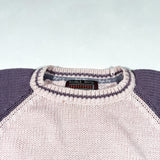 Vintage 90s Bugle Boy Light Pink Faded Purple Varsity Raglan Sweater