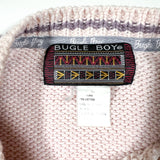 Vintage 90s Bugle Boy Light Pink Faded Purple Varsity Raglan Sweater