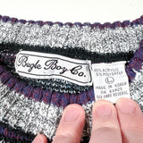 Vintage 90s Bugle Boy Co. Blue Purple Geometric Pattern Knit Sweater