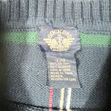 Vintage 90s Dockers Navy Blue Green Plaid Cotton Knit Sweater