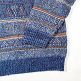 Vintage 90s Towncraft Blue Geometric Striped Sweater