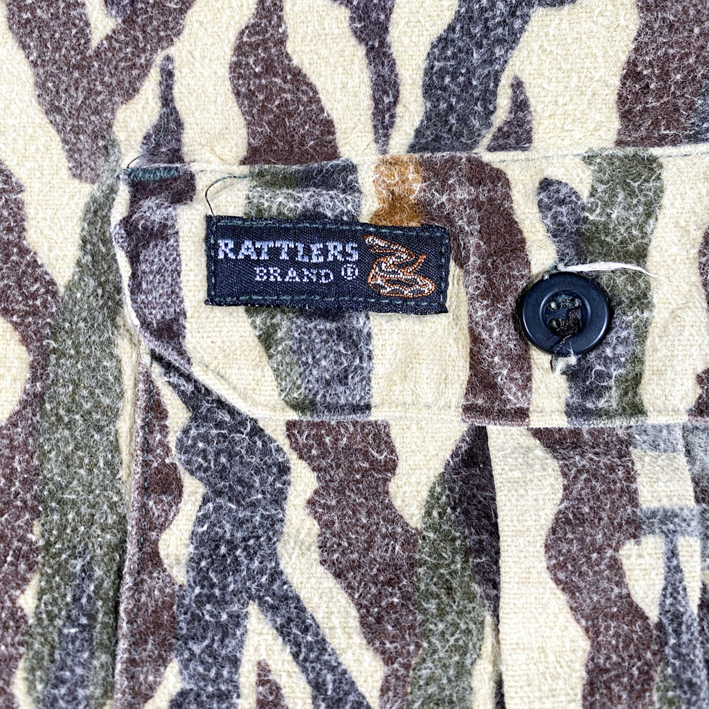 Vintage 80's Rattlers Brand Ducks Unlimited Camo Chamois Shirt