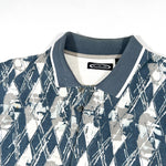 Vintage 90's Reebok Grey Abstract Argyle Knit Polo Shirt