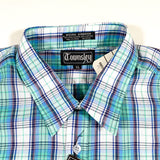Vintage 80's Townsley Button Down Blue Green Plaid Deadstock Shirt