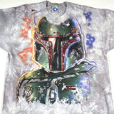 Vintage 1997 Star Wars Boba Fett Liquid Blue Tie Dye T-Shirt