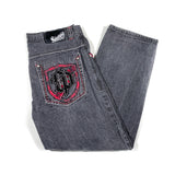 Modern Y2K South Pole Embroidered Black Jeans