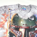 Vintage 1997 Star Wars Boba Fett Liquid Blue Tie Dye T-Shirt