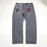 Modern Y2K South Pole Embroidered Black Jeans