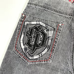 Modern Y2K South Pole Embroidered Black Jeans