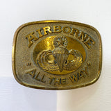 Vintage 80's Airborne All the Way Army Paratrooper Belt Buckle