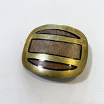 Vintage 70's Solid Brass Wood Inlay Belt Buckle