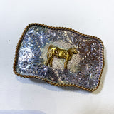 Vintage 80's Montana Silversmiths Western Cattle Belt Buckle