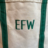 Vintage 80's LL Bean Large Green Straps "EFW" Boat and Tote Bag