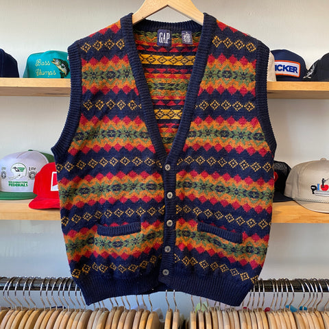 Vintage 90's GAP Southwestern Wool Cardigan Sweater Vest
