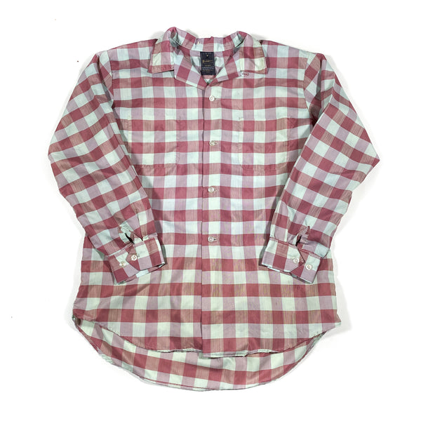 ・60's sears open collar flannel shirt シア 60's sears open collar flannel shirt シア