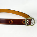 Vintage 90's Jim's Leather Tooled Size 32 Belt