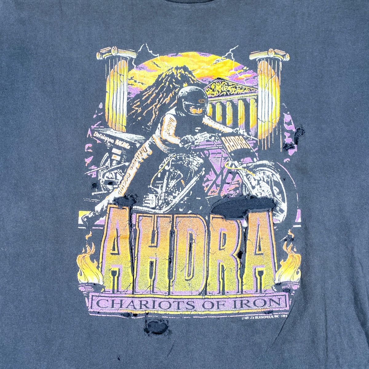 Vintage 1994 AHDRA Chariots of Iron Motorcycle Drag Racing T-Shirt ...