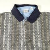 Vintage 90’s Bugle Boy Textured Stripe Polo Long Sleeve Shirt