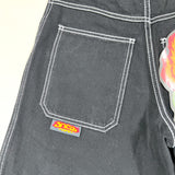 Modern 2025 JNCO Pipes Jet Black Embroidered Denim Shorts