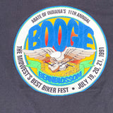 Vintage 1991 Boogie Midwest Biker Fest Indiana Motorcycle T-Shirt