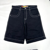 Modern 2025 JNCO Twin Cannon 101 Jet Black Contrast Stitch Shorts