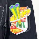 Modern 2025 JNCO Twin Cannon 101 Jet Black Contrast Stitch Shorts