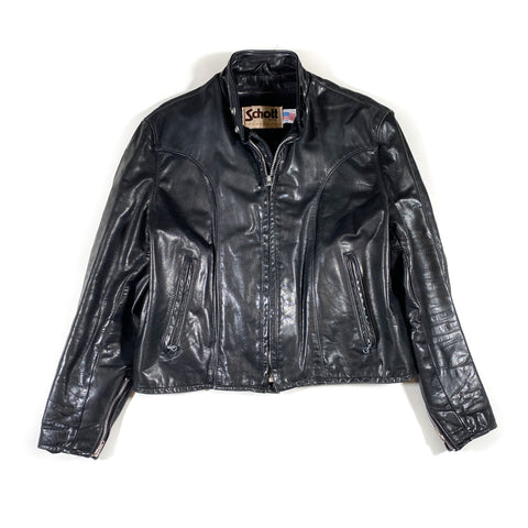 Vintage 80's Schott Leather Cafe Racer Jacket