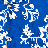 Vintage 80's Hawaiian Blue Floral Loop Collar Shirt