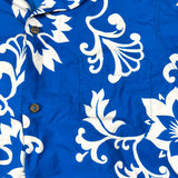 Vintage 80's Hawaiian Blue Floral Loop Collar Shirt