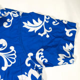 Vintage 80's Hawaiian Blue Floral Loop Collar Shirt