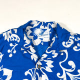 Vintage 80's Hawaiian Blue Floral Loop Collar Shirt