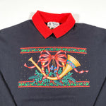 Vintage 90's Cracker Barrel Holiday Collared Crewneck Sweatshirt