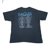 black t-shirt with 'EAGLES' and city names printed on the back, on a white background.