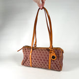 Vintage Y2K Dooney & Bourke Bordeaux Burgundy Jacquard Canvas Barrel Bag