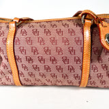Vintage Y2K Dooney & Bourke Bordeaux Burgundy Jacquard Canvas Barrel Bag