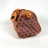 Vintage Y2K Dooney & Bourke Bordeaux Burgundy Jacquard Canvas Barrel Bag