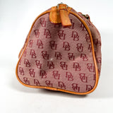 Vintage Y2K Dooney & Bourke Bordeaux Burgundy Jacquard Canvas Barrel Bag