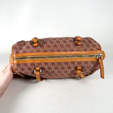 Vintage Y2K Dooney & Bourke Bordeaux Burgundy Jacquard Canvas Barrel Bag