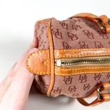 Vintage Y2K Dooney & Bourke Bordeaux Burgundy Jacquard Canvas Barrel Bag