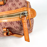 Vintage Y2K Dooney & Bourke Bordeaux Burgundy Jacquard Canvas Barrel Bag