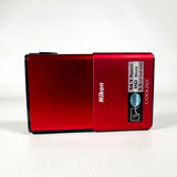 Modern 2010 Nikon Coolpix S80 14MP Red Touchscreen Digital Camera