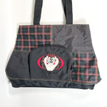 Vintage 1997 Looney Tunes Taz Plaid Patchwork Tote Bag