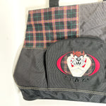 Vintage 1997 Looney Tunes Taz Plaid Patchwork Tote Bag