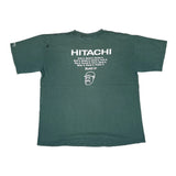 Vintage 90's Hitachi Tool Promo Faded Green Graphic T-Shirt